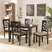 Baxton Studio Nicolette Modern and Contemporary Sand Fabric Upholstered and Dark Brown Finished Wood 5-Piece Dining Set - BSORH340C-Sand/Dark Brown-5PC Dining Set