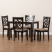 Baxton Studio Nicolette Modern and Contemporary Sand Fabric Upholstered and Dark Brown Finished Wood 5-Piece Dining Set - BSORH340C-Sand/Dark Brown-5PC Dining Set
