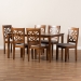 Baxton Studio Nicolette Modern and Contemporary Grey Fabric Upholstered and Walnut Brown Finished Wood 7-Piece Dining Set - BSORH340C-Grey/Walnut-7PC Dining Set