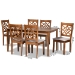 Baxton Studio Nicolette Modern and Contemporary Grey Fabric Upholstered and Walnut Brown Finished Wood 7-Piece Dining Set - BSORH340C-Grey/Walnut-7PC Dining Set