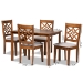 Baxton Studio Nicolette Modern and Contemporary Grey Fabric Upholstered and Walnut Brown Finished Wood 5-Piece Dining Set - BSORH340C-Grey/Walnut-5PC Dining Set