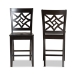 Baxton Studio Nicolette Modern and Contemporary Transitional Dark Brown Finished Wood 2-Piece Counter Stool Set - BSORH340P-Dark Brown Wood Scoop Seat-PC