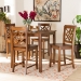 Baxton Studio Nicolette Modern and Contemporary Walnut Brown Finished Wood 5-Piece Pub Set - BSORH340P-Walnut-5PC Pub Set