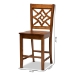 Baxton Studio Nicolette Modern and Contemporary Transitional Walnut Brown Finished Wood 2-Piece Counter Stool Set - BSORH340P-Walnut Wood Scoop Seat-PC