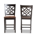Baxton Studio Nicolette Modern and Contemporary Two-Tone Dark Brown and Walnut Brown Finished Wood 2-Piece Counter Stool Set - BSORH340P-Dark Brown/Walnut Wood Scoop Seat-PC