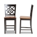 Baxton Studio Nicolette Modern and Contemporary Two-Tone Dark Brown and Walnut Brown Finished Wood 2-Piece Counter Stool Set - BSORH340P-Dark Brown/Walnut Wood Scoop Seat-PC