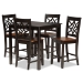 Baxton Studio Nicolette Modern and Contemporary Two-Tone Dark Brown and Walnut Brown Finished Wood 5-Piece Pub Set