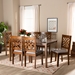 Baxton Studio Caron Modern and Contemporary Grey Fabric Upholstered and Walnut Brown Finished Wood 7-Piece Dining Set - BSORH317C-Grey/Walnut-DC-7PC Dining Set