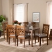 Baxton Studio Caron Modern and Contemporary Grey Fabric Upholstered and Walnut Brown Finished Wood 7-Piece Dining Set - BSORH317C-Grey/Walnut-DC-7PC Dining Set