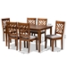 Baxton Studio Caron Modern and Contemporary Grey Fabric Upholstered and Walnut Brown Finished Wood 7-Piece Dining Set - BSORH317C-Grey/Walnut-DC-7PC Dining Set