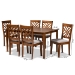 Baxton Studio Caron Modern and Contemporary Grey Fabric Upholstered and Walnut Brown Finished Wood 7-Piece Dining Set - BSORH317C-Grey/Walnut-DC-7PC Dining Set