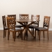 Baxton Studio Norah Modern and Contemporary Grey Fabric Upholstered and Walnut Brown Finished Wood 7-Piece Dining Set - BSONorah-Grey/Walnut-7PC Dining Set