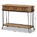 Baxton Studio Kellyn Vintage Rustic Industrial Oak Brown Finished Wood and Black Finished Metal 3-Drawer Console Table - BSOJY20A066-Oak-Console