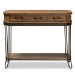Baxton Studio Kellyn Vintage Rustic Industrial Oak Brown Finished Wood and Black Finished Metal 3-Drawer Console Table - BSOJY20A066-Oak-Console