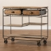 Baxton Studio Grant Vintage Rustic Industrial Oak Brown Finished Wood and Black Finished Metal 2-Drawer Kitchen Cart - BSOJY20A069-Oak-Cart