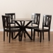 Baxton Studio Mare Modern and Contemporary Transitional Dark Brown Finished Wood 5-Piece Dining Set - BSOMare-Dark Brown-5PC Dining Set