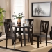 Baxton Studio Anesa Modern and Contemporary Transitional Dark Brown Finished Wood 5-Piece Dining Set - BSOAnesa-Dark Brown-5PC Dining Set