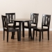 Baxton Studio Anesa Modern and Contemporary Transitional Dark Brown Finished Wood 5-Piece Dining Set - BSOAnesa-Dark Brown-5PC Dining Set