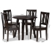 Baxton Studio Anesa Modern and Contemporary Transitional Dark Brown Finished Wood 5-Piece Dining Set - BSOAnesa-Dark Brown-5PC Dining Set