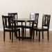 Baxton Studio Elodia Modern and Contemporary Transitional Dark Brown Finished Wood 5-Piece Dining Set - BSOElodia-Dark Brown-5PC Dining Set