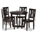 Baxton Studio Elodia Modern and Contemporary Transitional Dark Brown Finished Wood 5-Piece Dining Set - BSOElodia-Dark Brown-5PC Dining Set