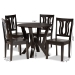 Baxton Studio Noelia Modern and Contemporary Transitional Dark Brown Finished Wood 5-Piece Dining Set - BSONoelia-Dark Brown-5PC Dining Set