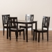 Baxton Studio Zamira Modern and Contemporary Transitional Dark Brown Finished Wood 5-Piece Dining Set - BSOZamira-Dark Brown-5PC Dining Set