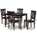 Baxton Studio Zamira Modern and Contemporary Transitional Dark Brown Finished Wood 5-Piece Dining Set - BSOZamira-Dark Brown-5PC Dining Set