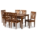 Baxton Studio Zamira Modern and Contemporary Transitional Walnut Brown Finished Wood 7-Piece Dining Set