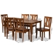 Baxton Studio Zamira Modern and Contemporary Transitional Walnut Brown Finished Wood 7-Piece Dining Set - BSOZamira-Walnut-7PC Dining Set