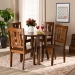 Baxton Studio Anesa Modern and Contemporary Transitional Walnut Brown Finished Wood 5-Piece Dining Set - BSOAnesa-Walnut-5PC Dining Set