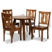 Baxton Studio Anesa Modern and Contemporary Transitional Walnut Brown Finished Wood 5-Piece Dining Set - BSOAnesa-Walnut-5PC Dining Set