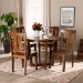 Baxton Studio Elodia Modern and Contemporary Transitional Walnut Brown Finished Wood 5-Piece Dining Set - BSOElodia-Walnut-5PC Dining Set