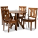 Baxton Studio Noelia Modern and Contemporary Transitional Walnut Brown Finished Wood 5-Piece Dining Set - BSONoelia-Walnut-5PC Dining Set