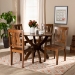 Baxton Studio Karla Modern and Contemporary Transitional Walnut Brown Finished Wood 5-Piece Dining Set - BSOKarla-Walnut-5PC Dining Set