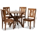 Baxton Studio Karla Modern and Contemporary Transitional Walnut Brown Finished Wood 5-Piece Dining Set - BSOKarla-Walnut-5PC Dining Set