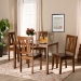 Baxton Studio Zamira Modern and Contemporary Transitional Walnut Brown Finished Wood 5-Piece Dining Set - BSOZamira-Walnut-5PC Dining Set
