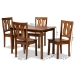 Baxton Studio Zamira Modern and Contemporary Transitional Walnut Brown Finished Wood 5-Piece Dining Set - BSOZamira-Walnut-5PC Dining Set