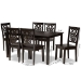 Baxton Studio Luisa Modern and Contemporary Transitional Dark Brown Finished Wood 7-Piece Dining Set - BSOLuisa-Dark Brown-7PC Dining Set