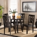 Baxton Studio Mina Modern and Contemporary Transitional Dark Brown Finished Wood 5-Piece Dining Set - BSOMina-Dark Brown-5PC Dining Set