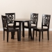 Baxton Studio Mina Modern and Contemporary Transitional Dark Brown Finished Wood 5-Piece Dining Set - BSOMina-Dark Brown-5PC Dining Set