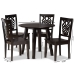 Baxton Studio Mina Modern and Contemporary Transitional Dark Brown Finished Wood 5-Piece Dining Set - BSOMina-Dark Brown-5PC Dining Set