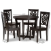 Baxton Studio Salida Modern and Contemporary Transitional Dark Brown Finished Wood 5-Piece Dining Set - BSOSalida-Dark Brown-5PC Dining Set