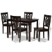 Baxton Studio Luisa Modern and Contemporary Transitional Dark Brown Finished Wood 5-Piece Dining Set - BSOLuisa-Dark Brown-5PC Dining Set