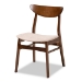 Baxton Studio Paras Mid-Century Modern Transitional Light Beige Fabric Upholstered and Walnut Brown Finished Wood 5-Piece Dining Set with Faux Marble Dining Table - BSOParas-Latte/Walnut-5PC Dining Set