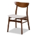 Baxton Studio Paras Mid-Century Modern Transitional Light Grey Fabric Upholstered and Walnut Brown Finished Wood 5-Piece Dining Set with Faux Marble Dining Table - BSOParas-Smoke/Walnut-5PC Dining Set