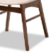 Baxton Studio Pearson Mid-Century Modern Transitional Light Beige Fabric Upholstered and Walnut Brown Finished Wood 5-Piece Dining Set with Faux Marble Table - BSOPearson-Latte/Walnut-5PC Dining Set