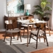 Baxton Studio Pearson Mid-Century Modern Transitional Light Beige Fabric Upholstered and Walnut Brown Finished Wood 5-Piece Dining Set with Faux Marble Table - BSOPearson-Latte/Walnut-5PC Dining Set