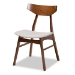 Baxton Studio Pearson Mid-Century Modern Transitional Light Grey Fabric Upholstered and Walnut Brown Finished Wood 5-Piece Dining Set with Faux Marble Table - BSOPearson-Smoke/Walnut-5PC Dining Set