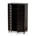 Baxton Studio Ernest Modern and Contemporary Dark Brown Finished Wood 2-Door Shoe Storage Cabinet - BSOFP-11027-Espresso-Shoe Cabinet